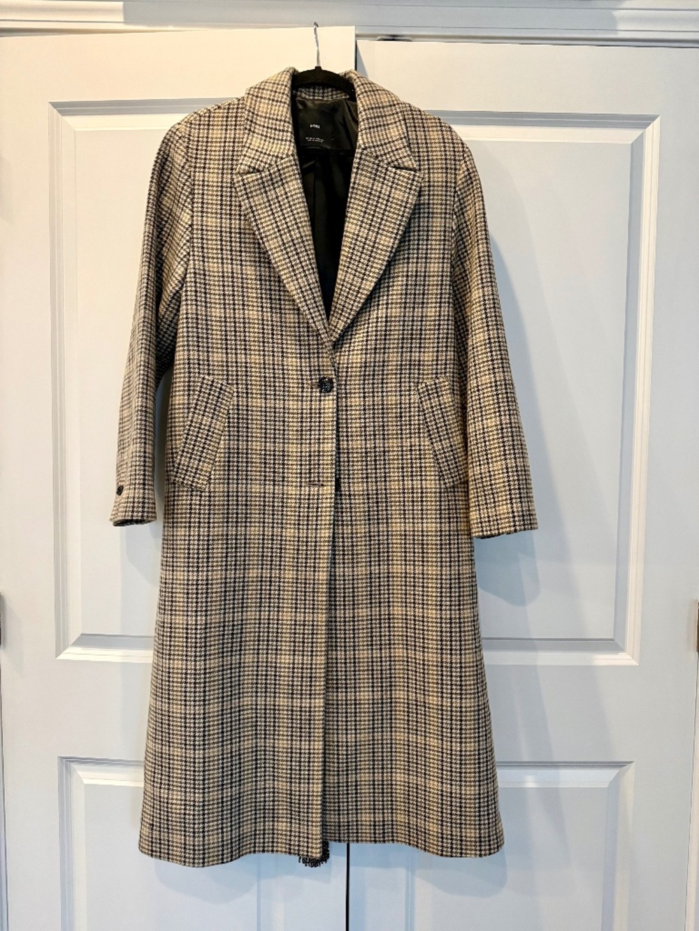 Mango Dogtooth Wool Blend Coat